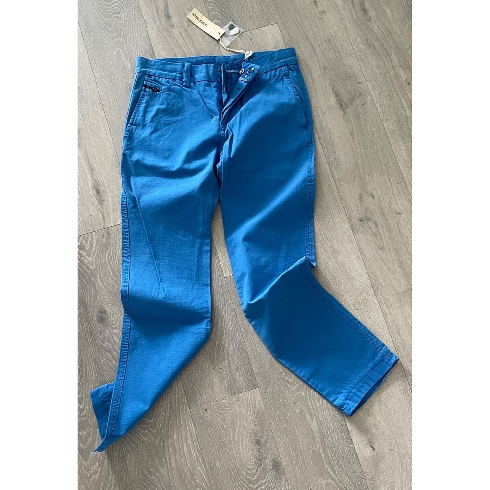 NWT Diesel Chi-Regs 100% cotton light blue trousers, size 28, straight leg